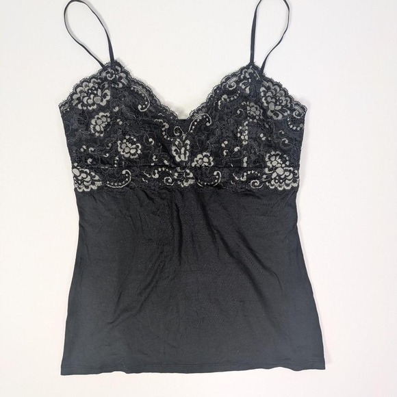 Vtg Express Babydoll Cami Top M Deadstock Y2K Lace Trim Sheer Coquette - Picture 6 of 6